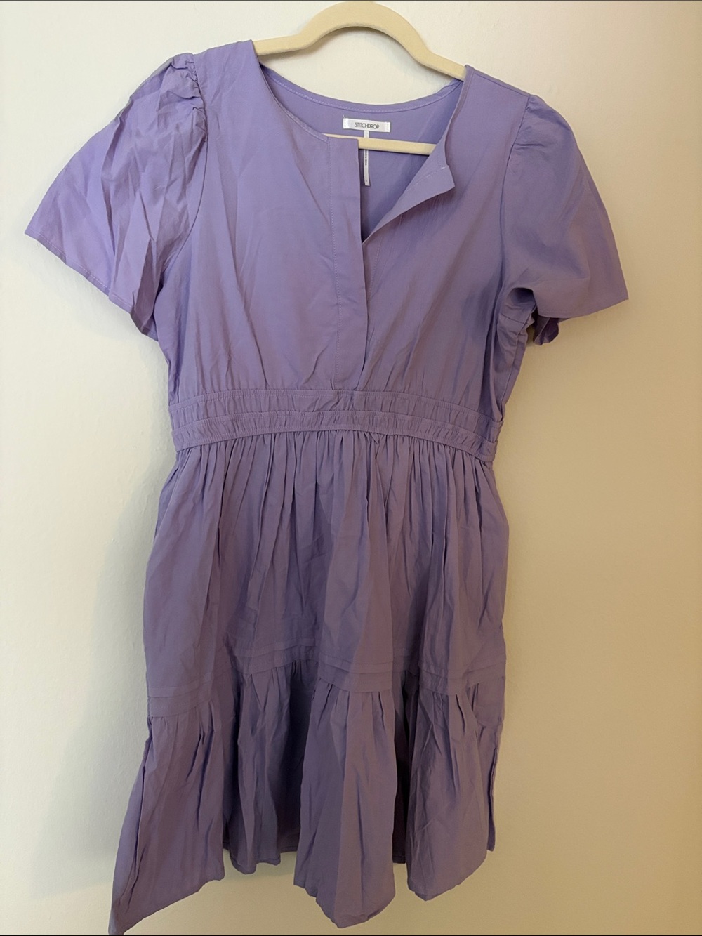 Lavender Short Sleeve Tiered Dress